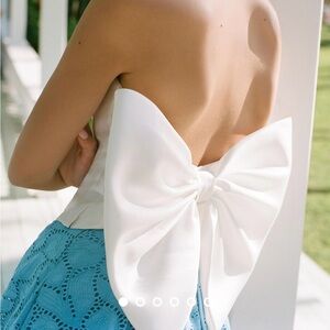 Anthropologie Hutch Strapless White Bow Top